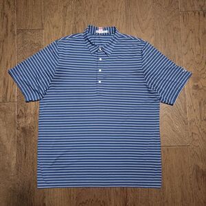 Criquet Striped Polo Short Sleeve Pima Cotton Blue White Golf Shirt Men’s 2XL
